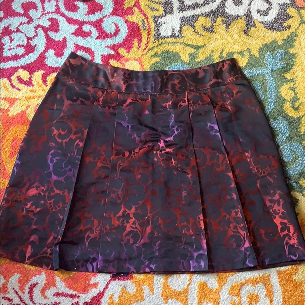 Red purple black sateen skirt lane Bryant pleated